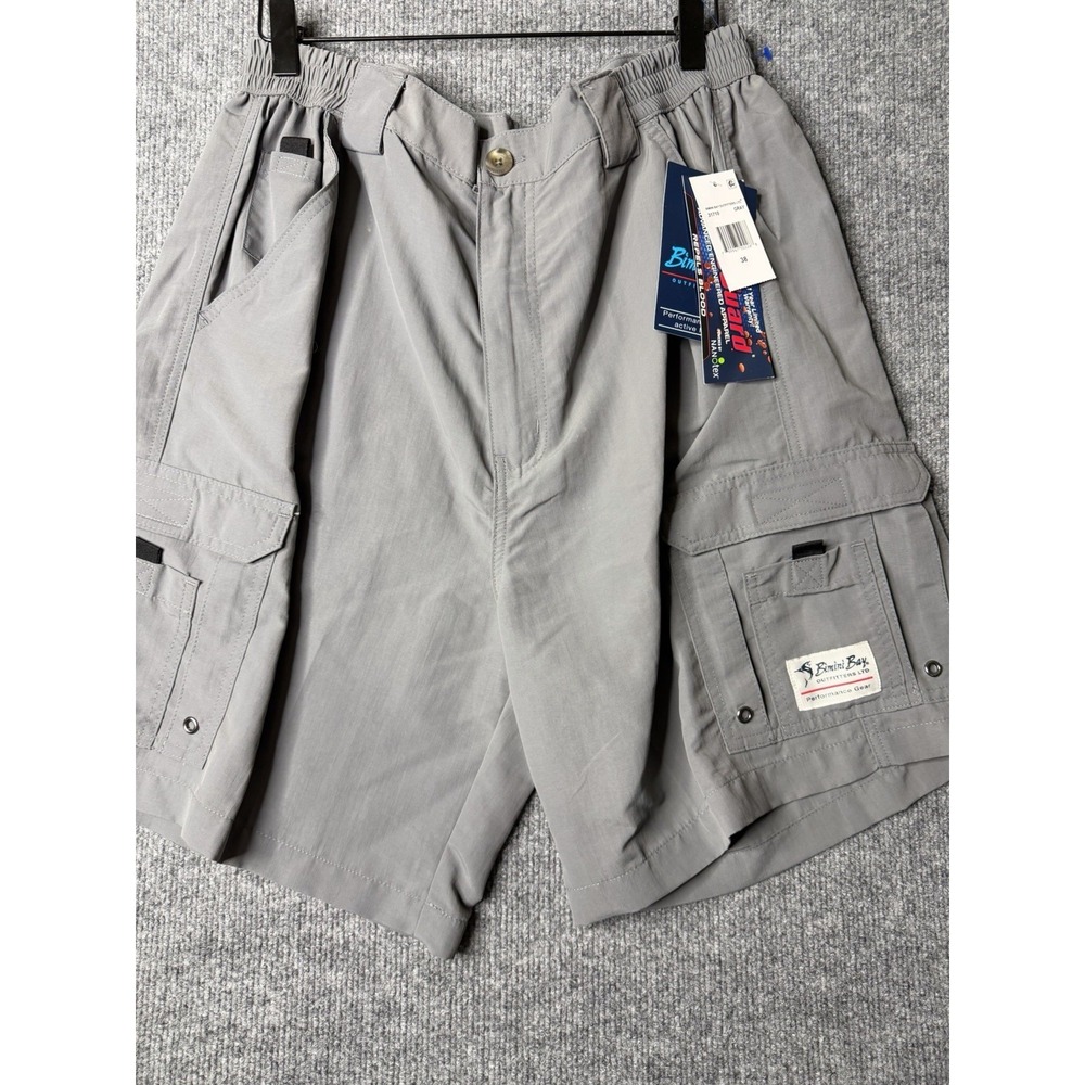 Bimini Bay Cargo Shorts Mens 38 Gray Fishing Performance Nylon NWT